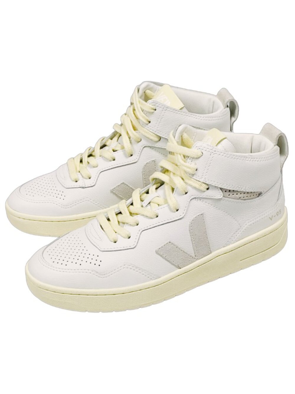VEJA V-95 Leather High Top Sneakers Extra White Natural Women's 9 EU 40